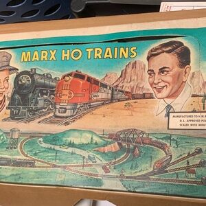 HO Trains Decorative Box Art Panel in Teal and Orange